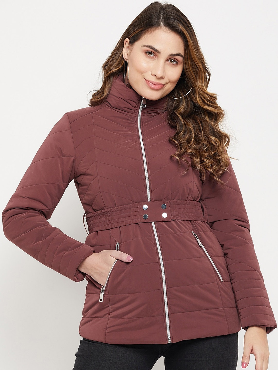 

Madame Women Cotton Padded Jacket, Coffee brown