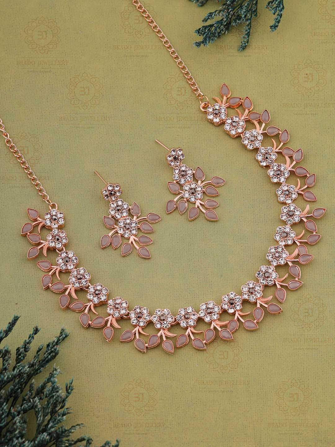 

Brado Jewellery Rose Gold-Plated AD & CZ Stone-Studded Jewellery Set