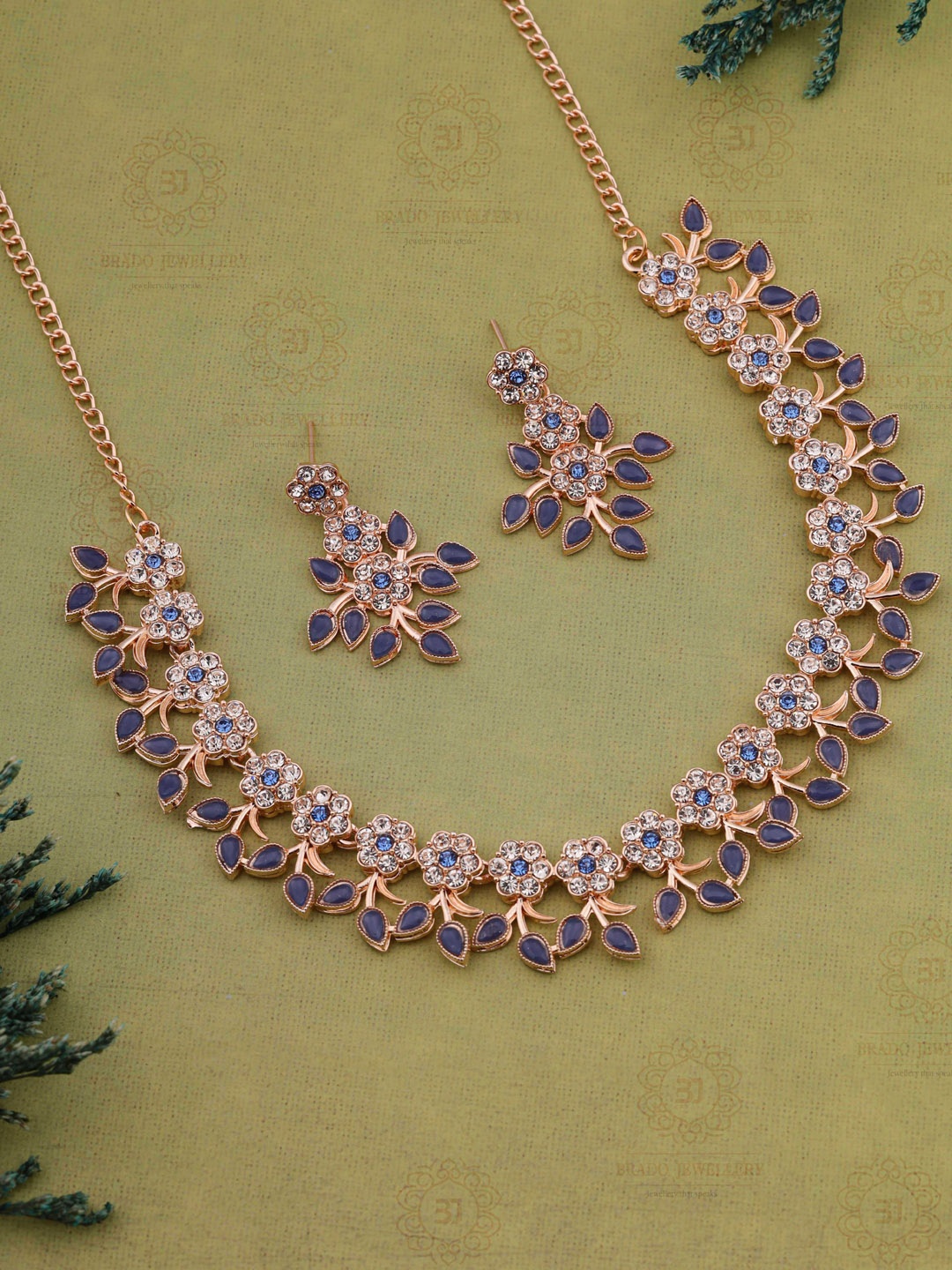 

Brado Jewellery Rose Gold-Plated AD & CZ Stone-Studded Jewellery Set