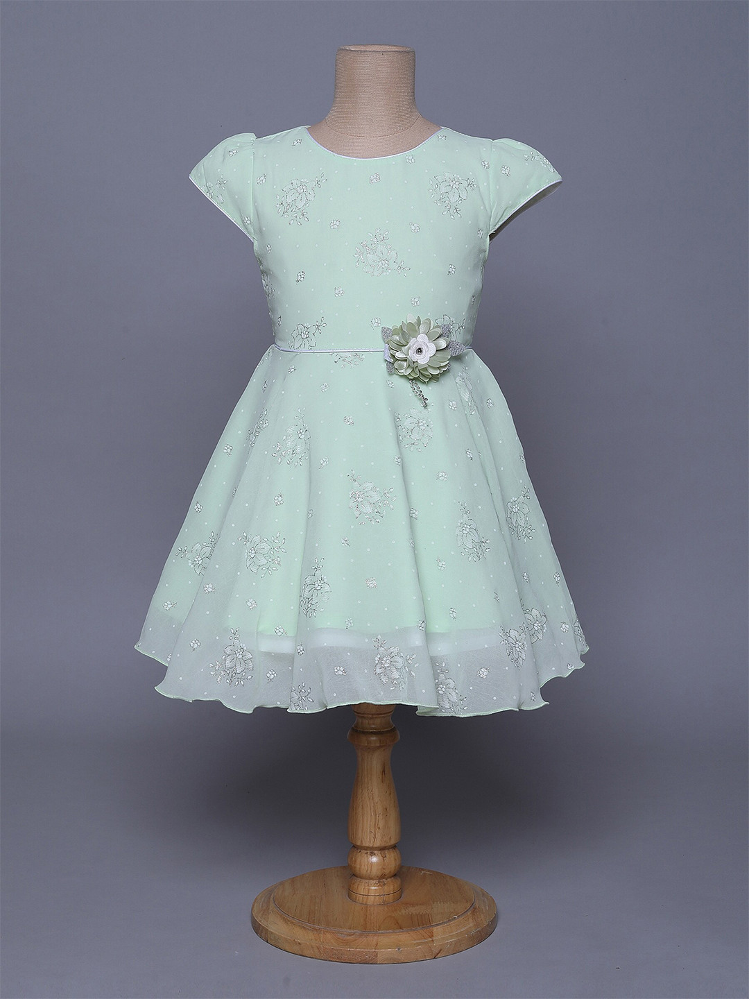 

The Magic Wand Green & icy morn Floral Dress