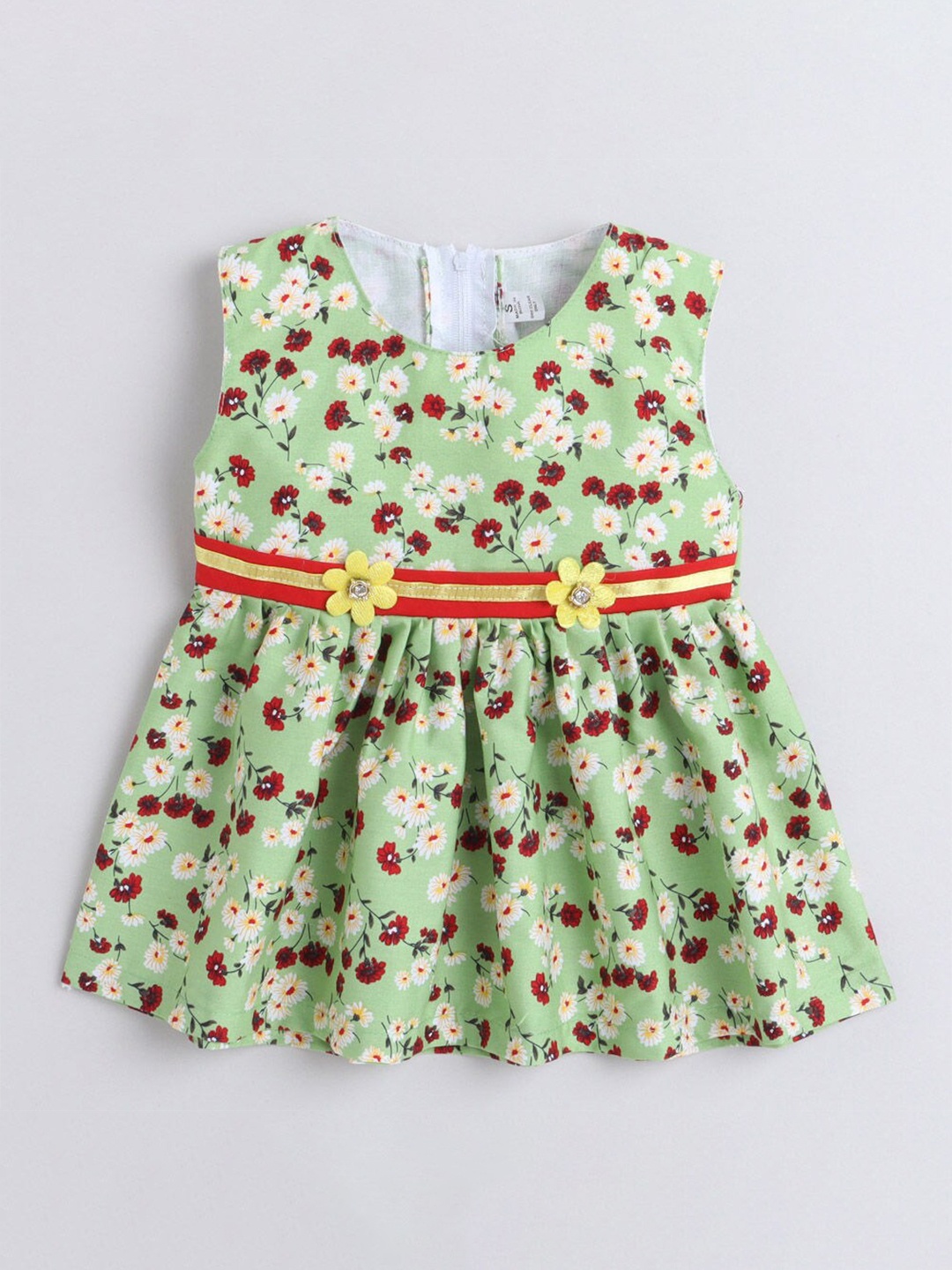 

The Magic Wand Floral Printed Cotton A-Line Dress, Green