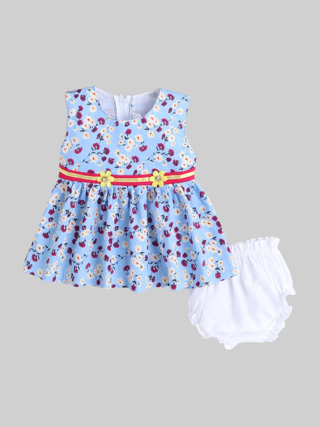 

The Magic Wand Floral Flared Cotton Dress, Blue