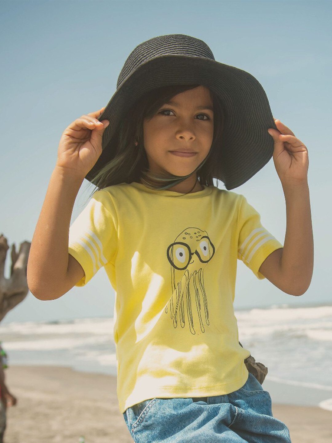 

Whistle & Hops Kids Jellyfish Organic Cotton T-shirt, Yellow