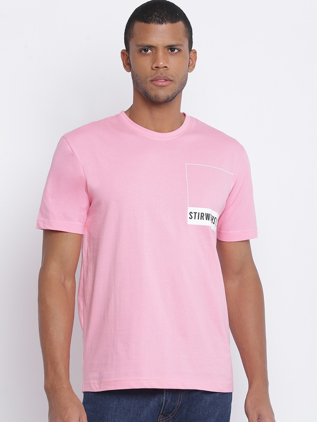 

Belliskey Men Typography Printed Cotton T-shirt, Pink