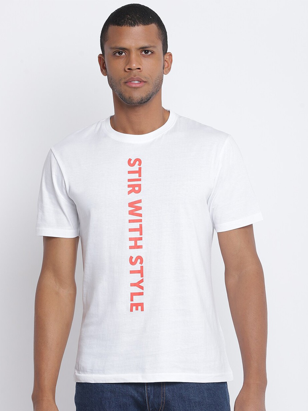 

Belliskey Men Typography Printed Cotton T-shirt, White