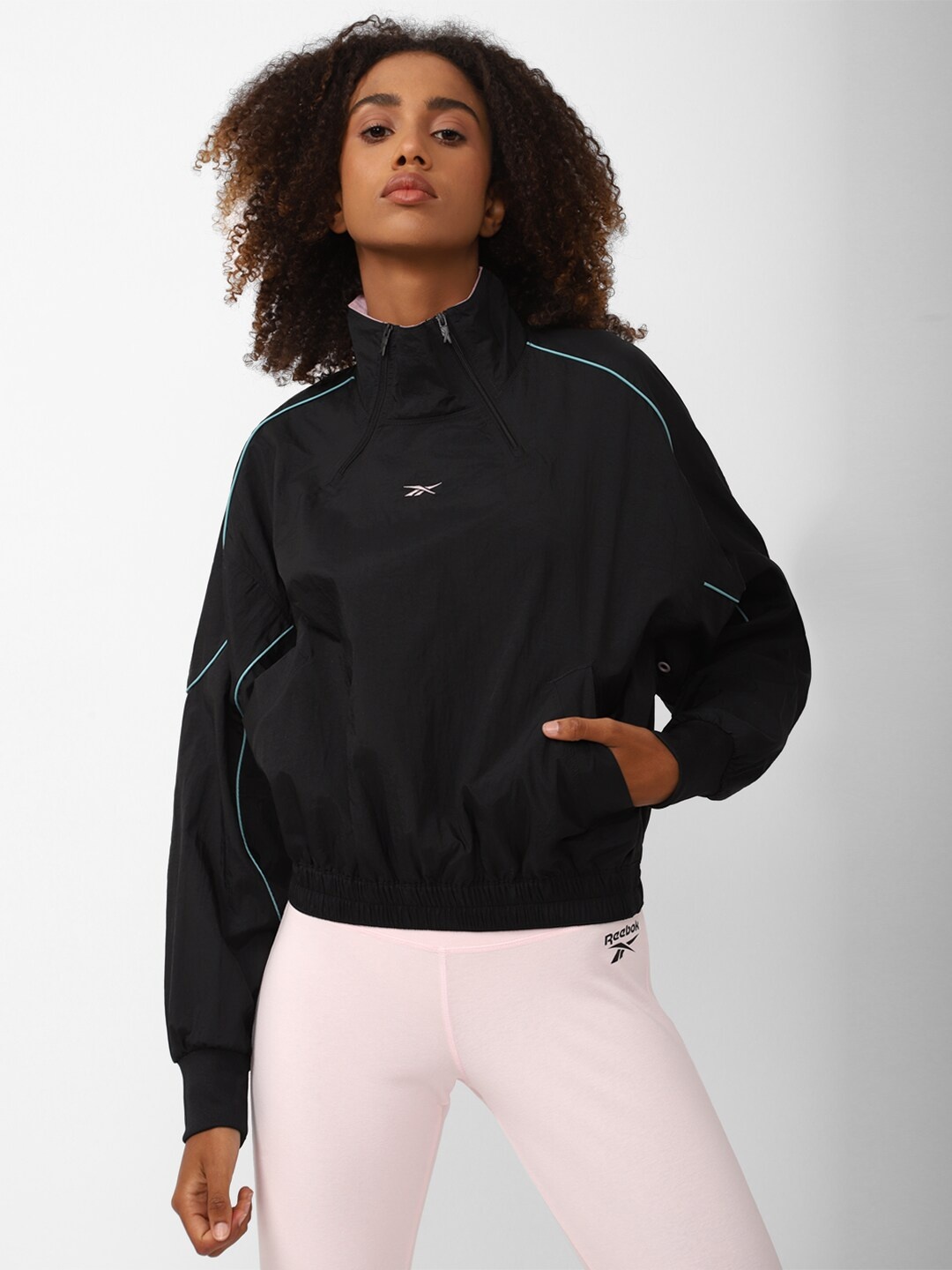 

Reebok Mock Collar Pullover Sweatshirt, Black
