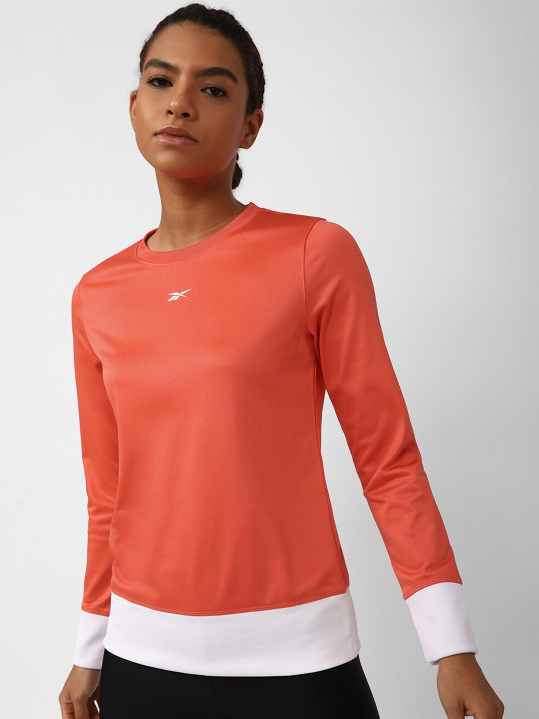 

Reebok Women Colourblocked Sweatshirt, Orange