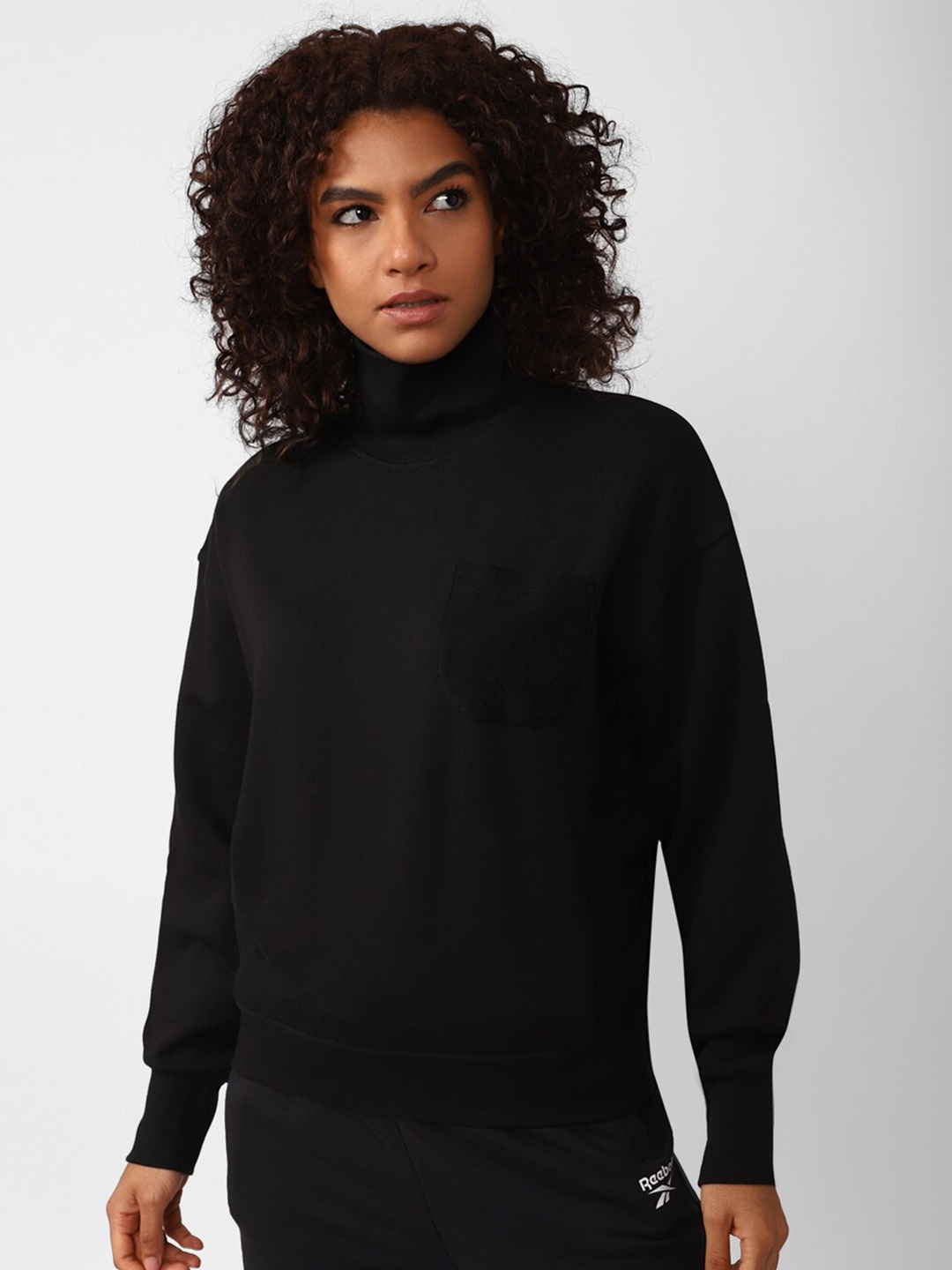

Reebok High Neck Cotton Sweatshirt, Black