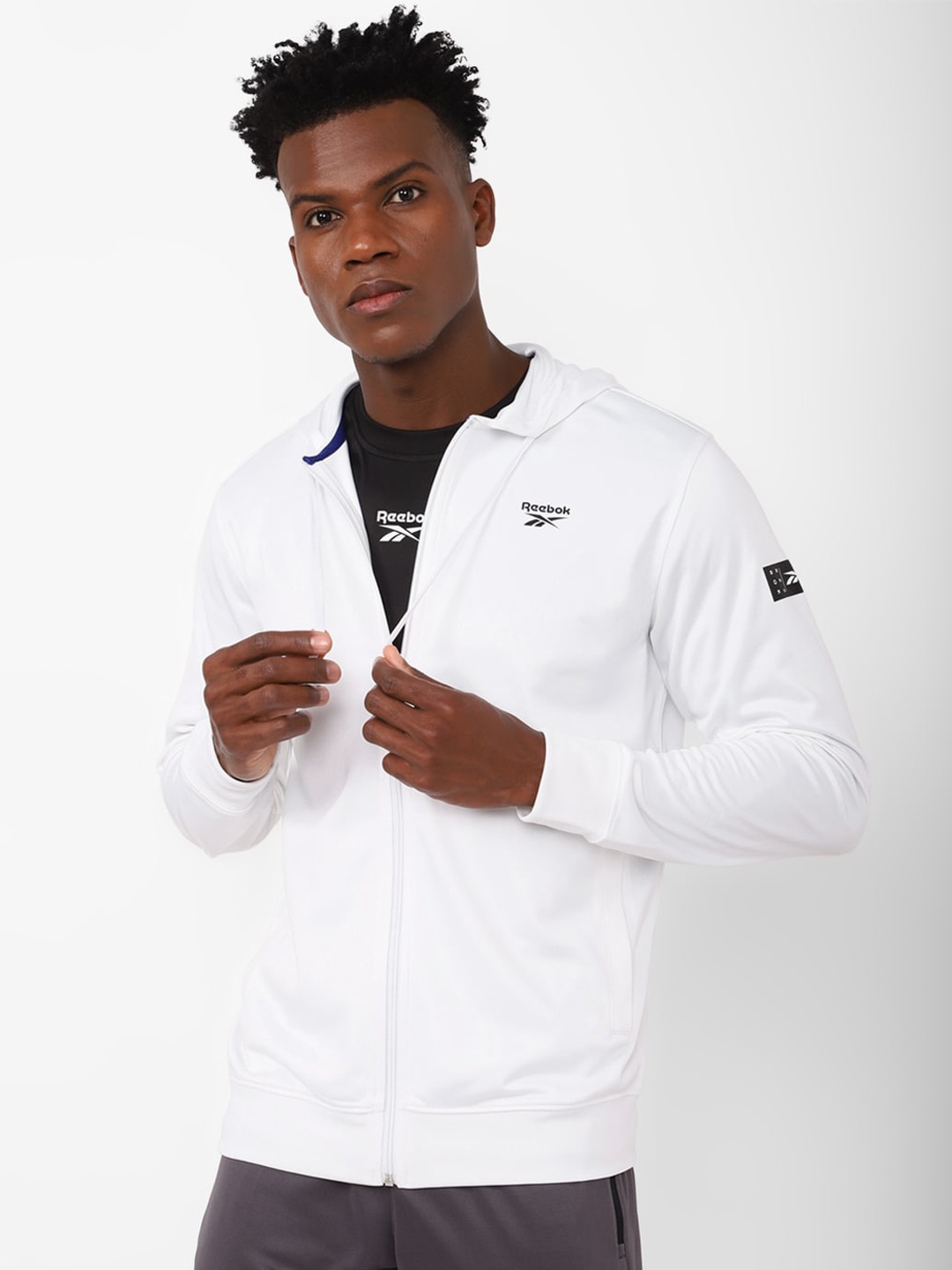 

Reebok Men Stand Collar Sporty Jacket, White