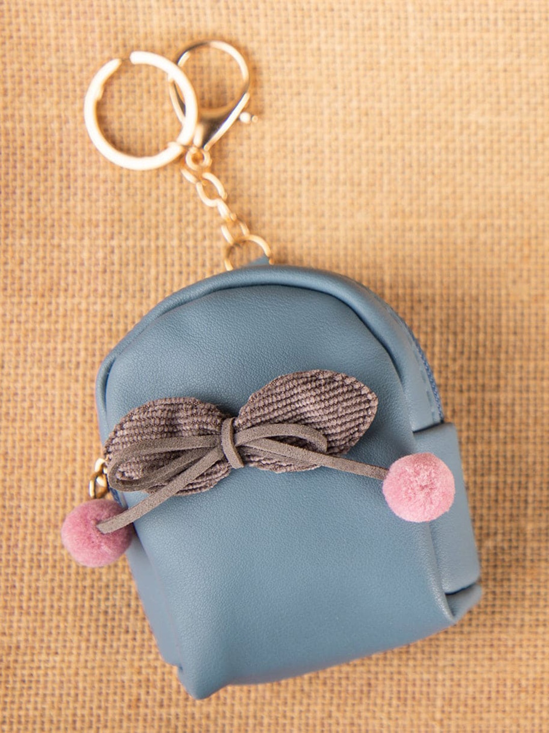 

Market99 Blue Pom Pom Pouch with Keychain