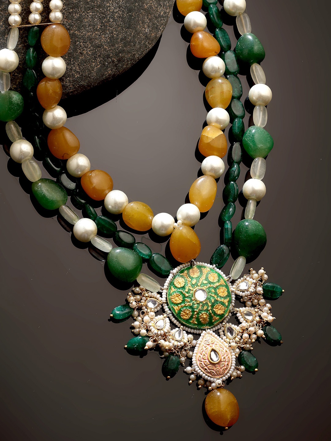 

DUGRISTYLE Gold Plated Pearl Beaded Layered Necklace