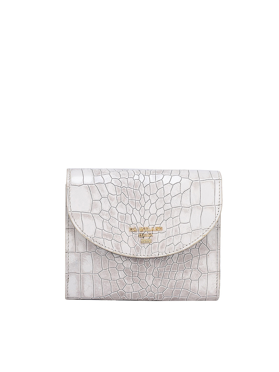 

Da Milano Women Textured Leather Three Fold Wallet, Off white