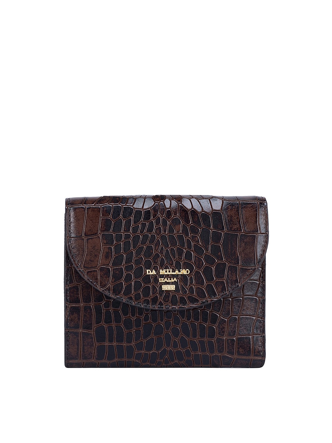

Da Milano Women Textured Leather Two Fold Wallet, Brown