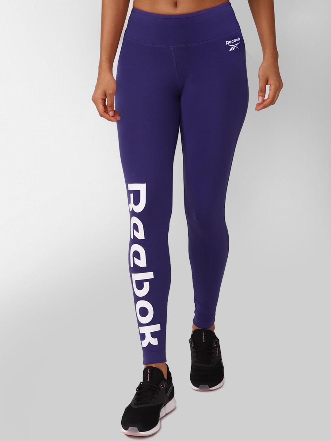 

Reebok Women Printed High GSM Ankle Length Tights, Purple