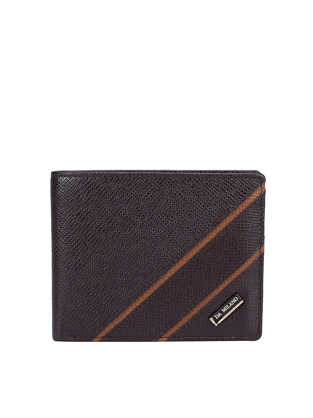 

Da Milano Men Brown Textured Leather Two Fold Wallet