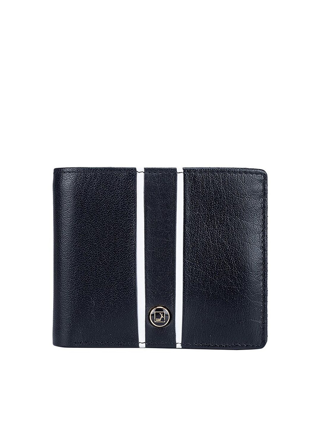 

Da Milano Men Textured Leather Two Fold Wallet, Black