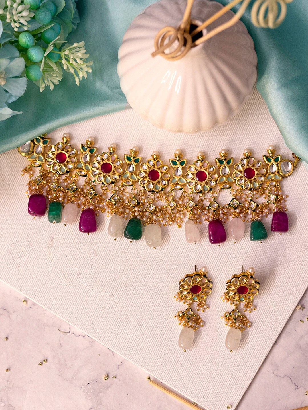

Ishhaara Gold-Plated & Onyx Studded Jewellery Set
