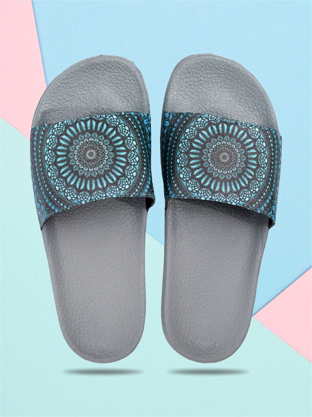 

ADIVER Women Printed Sliders, Grey
