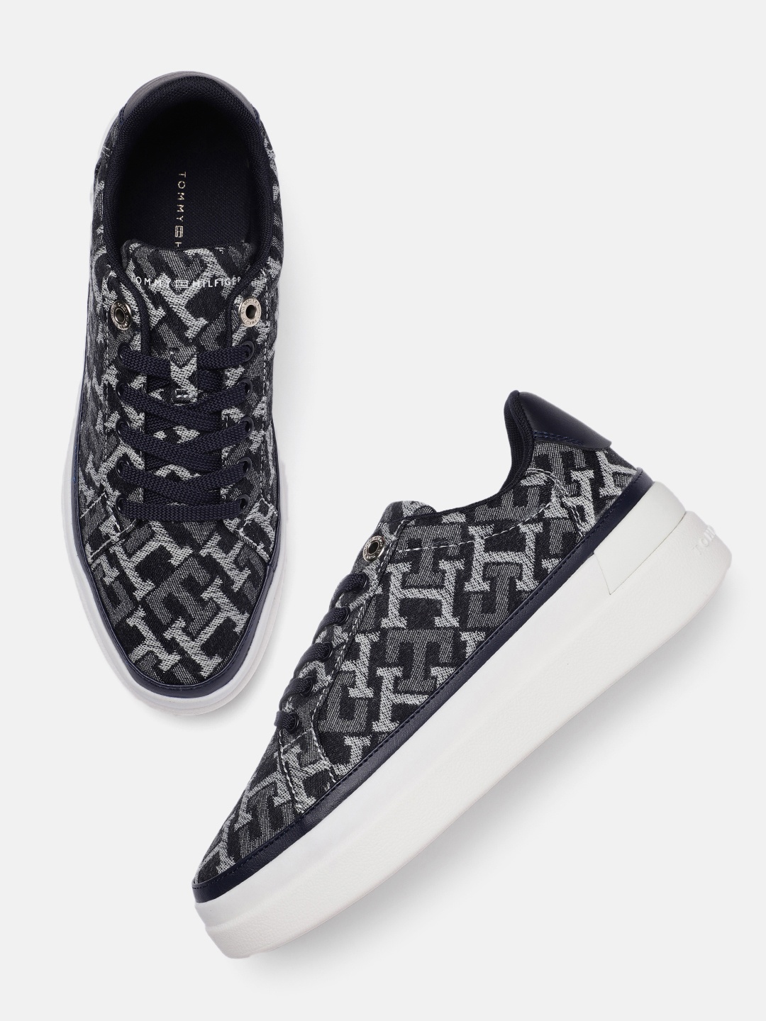 

Tommy Hilfiger Women Brand Logo Printed Sneakers, Black