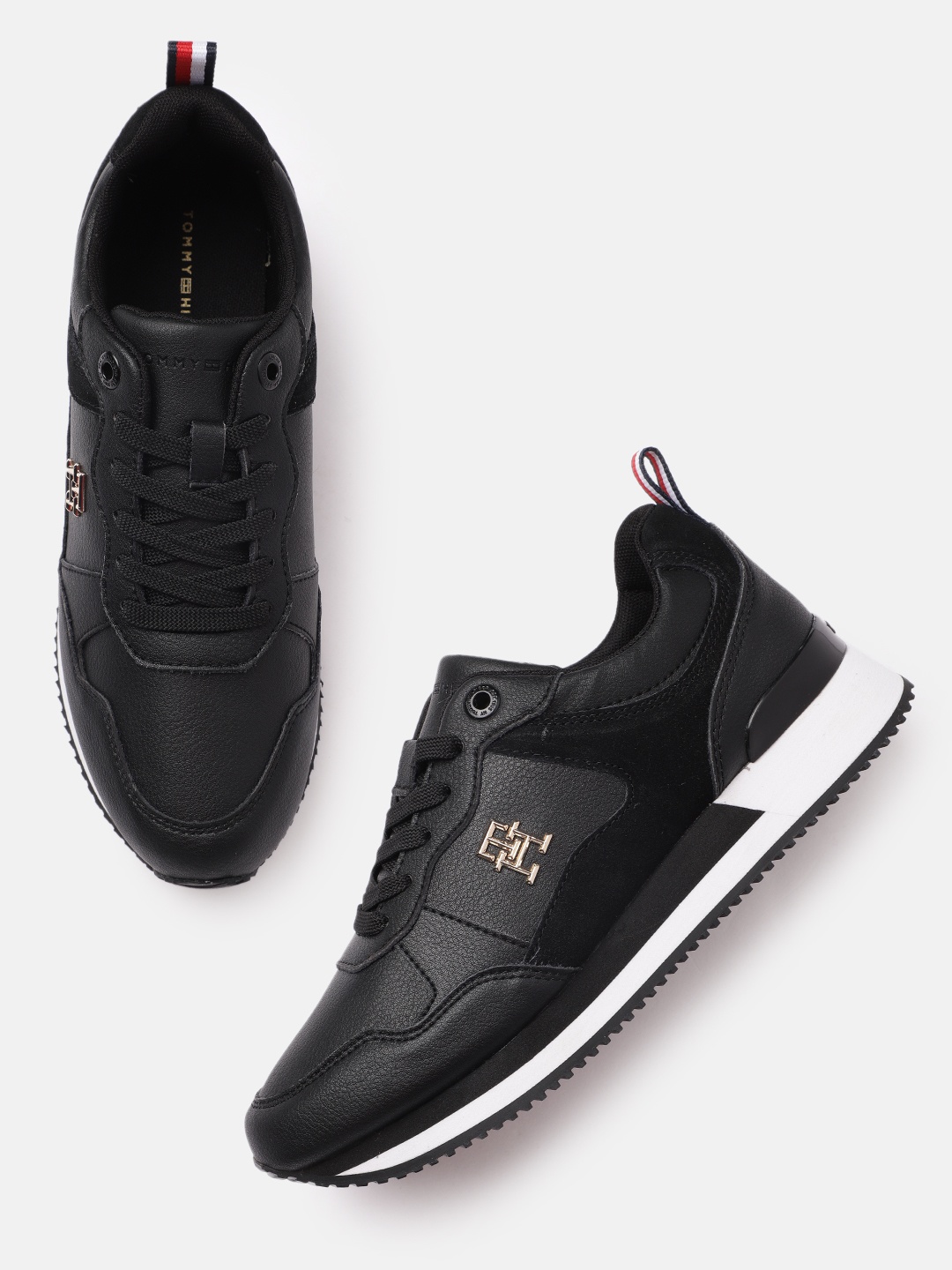 

Tommy Hilfiger Women Leather Sneakers, Black
