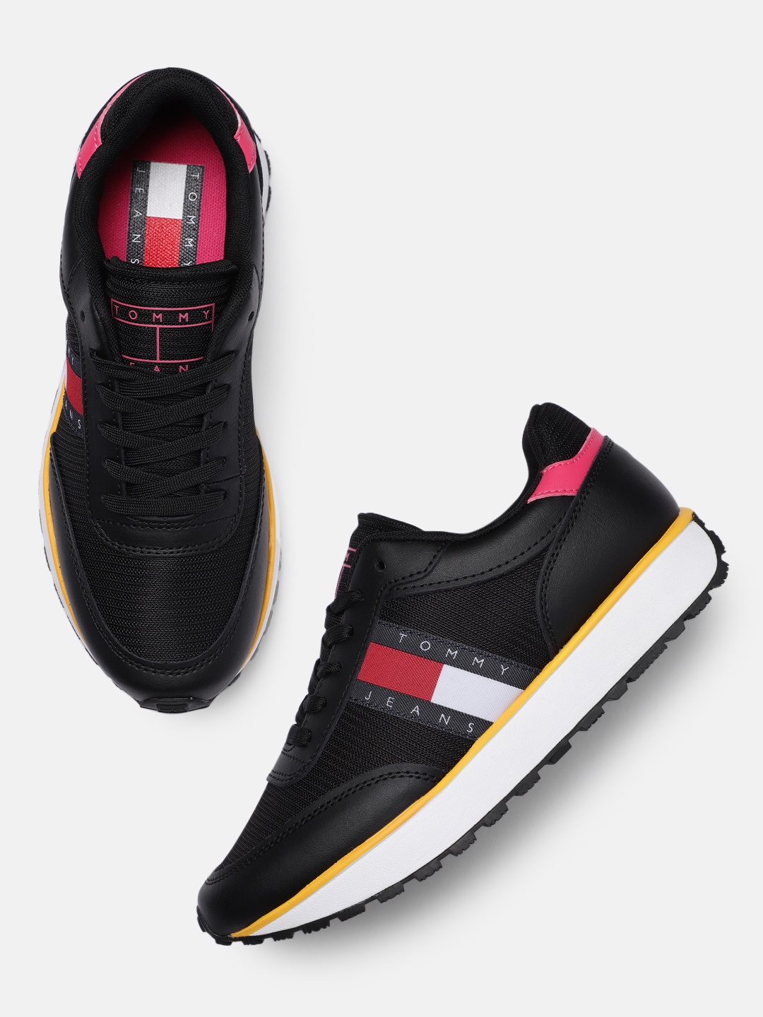 

Tommy Hilfiger Women Leather Sneakers, Black
