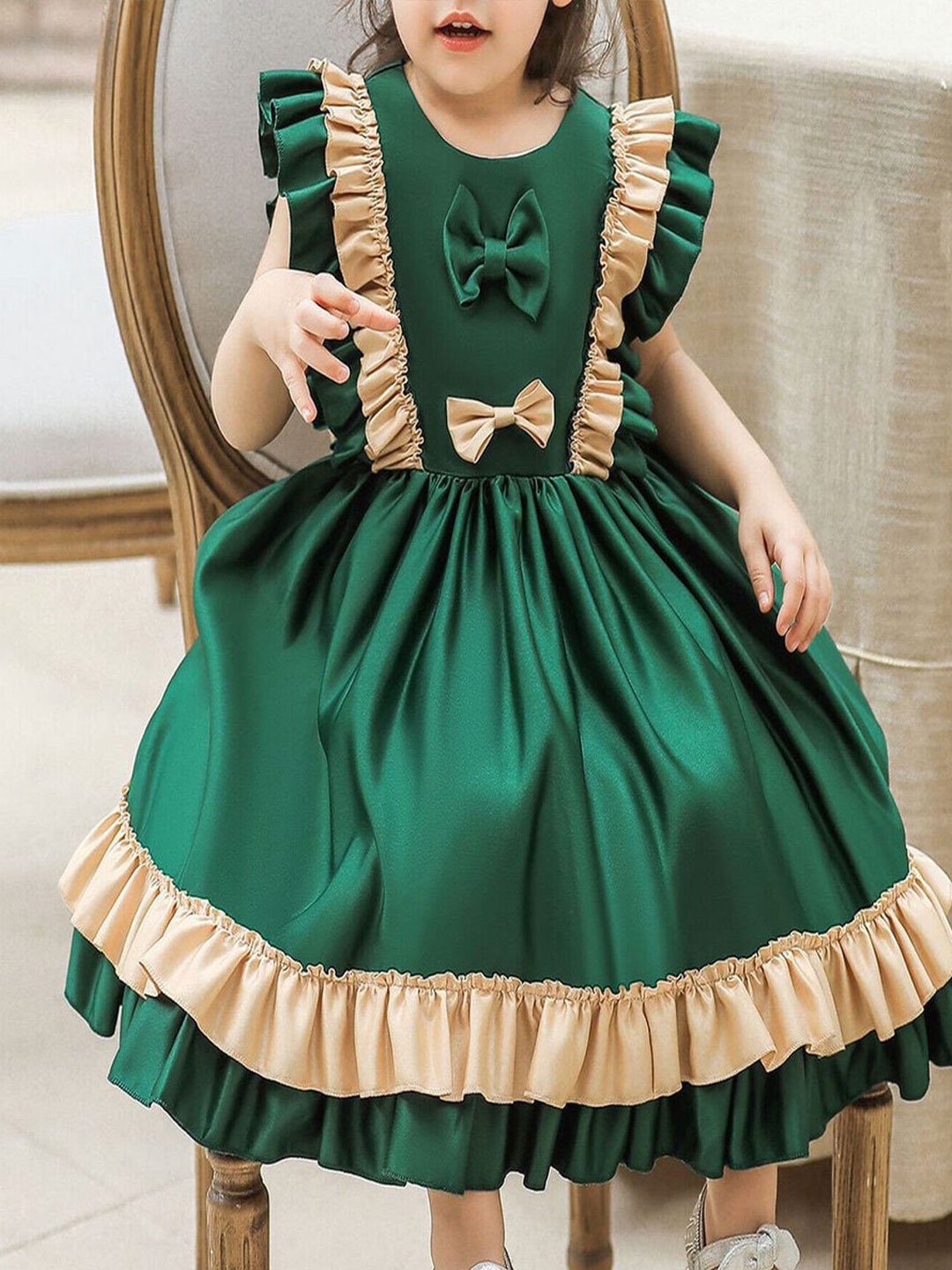 

R Cube Green & Gold-Toned Crepe Dress