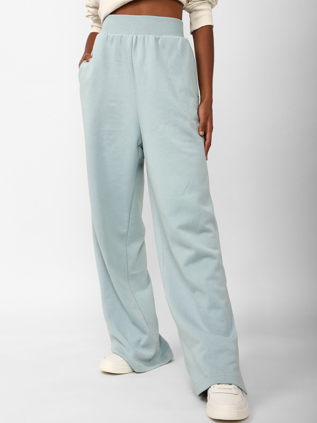 

Reebok Women Wide Leg Pure Cotton Track Pants, Blue