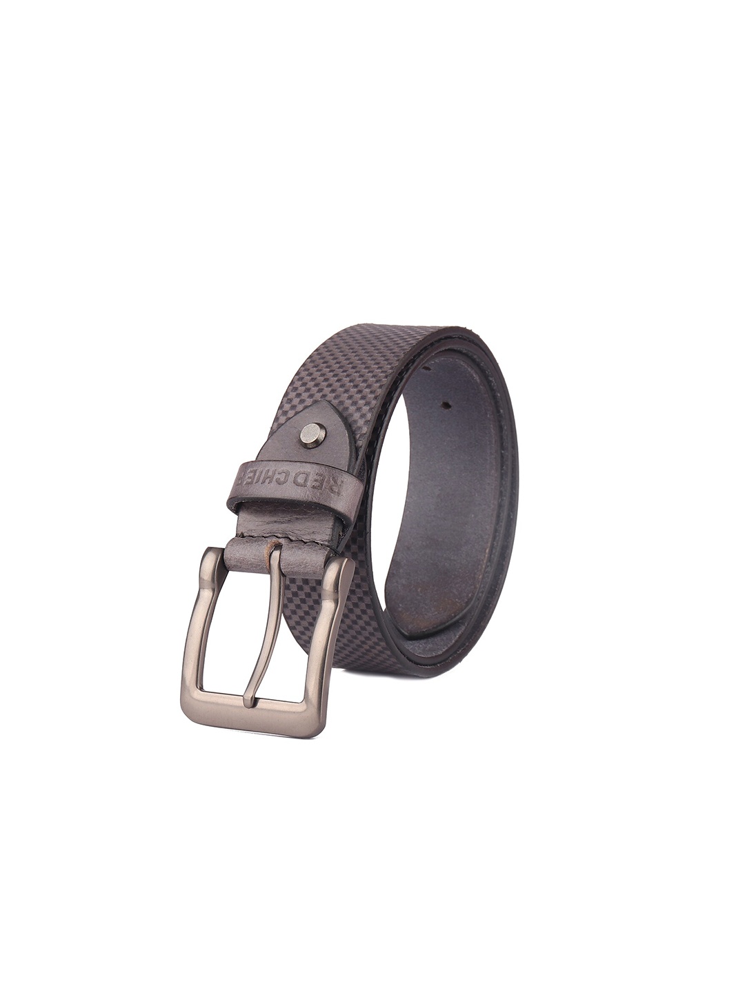 

Red Chief Men Textured Leather Belt, Grey