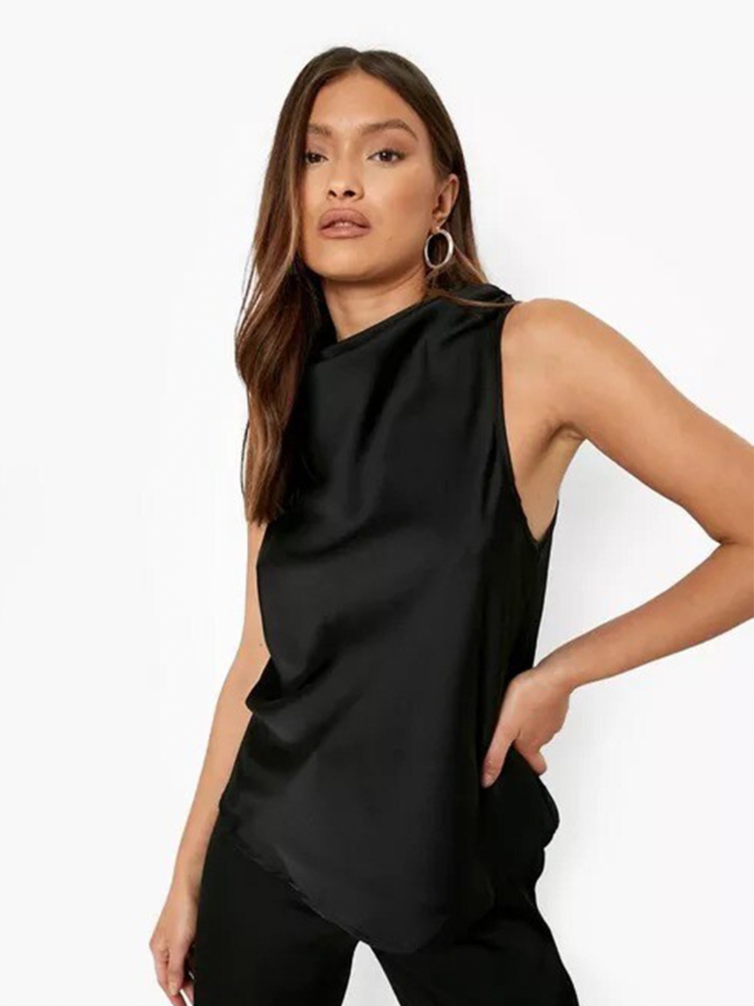 

La Aimee Satin Top, Black