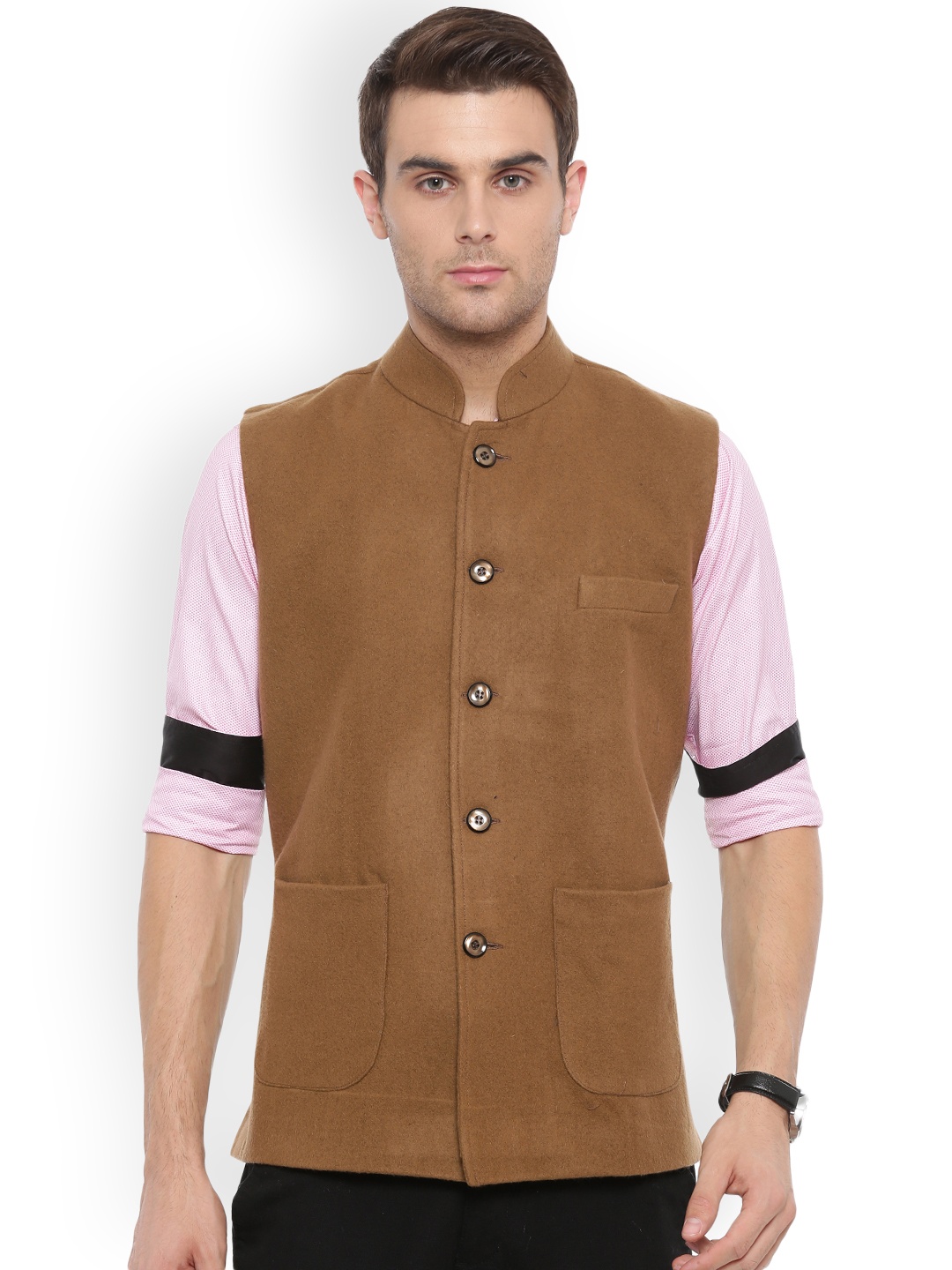 

Shaftesbury London Brown Woollen Nehru Jacket