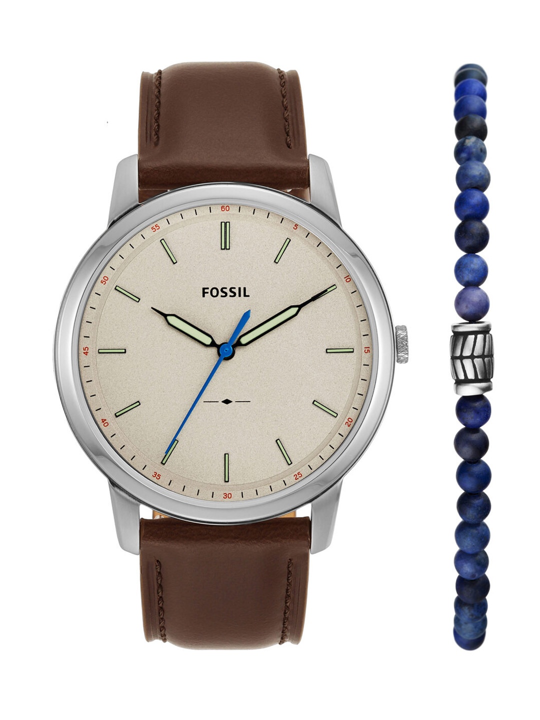 

Fossil Men Minimalist Leather Analogue Watch FS5966SET-Brown, Beige