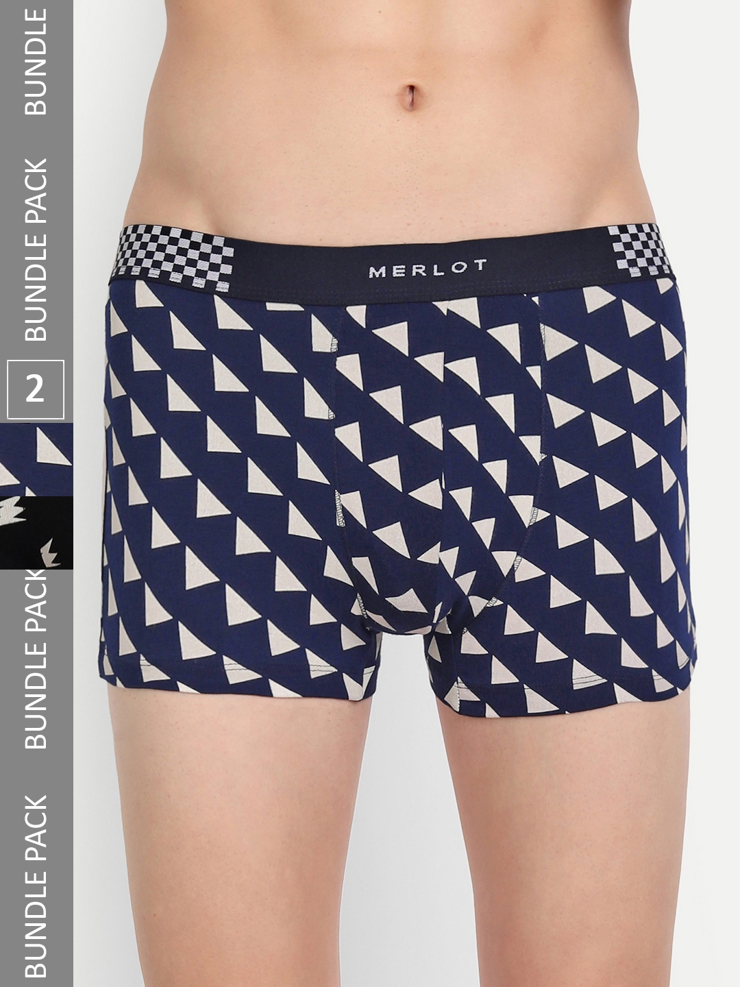 

MERLOT Men Pack of 2 Patterned Trunks, Navy blue