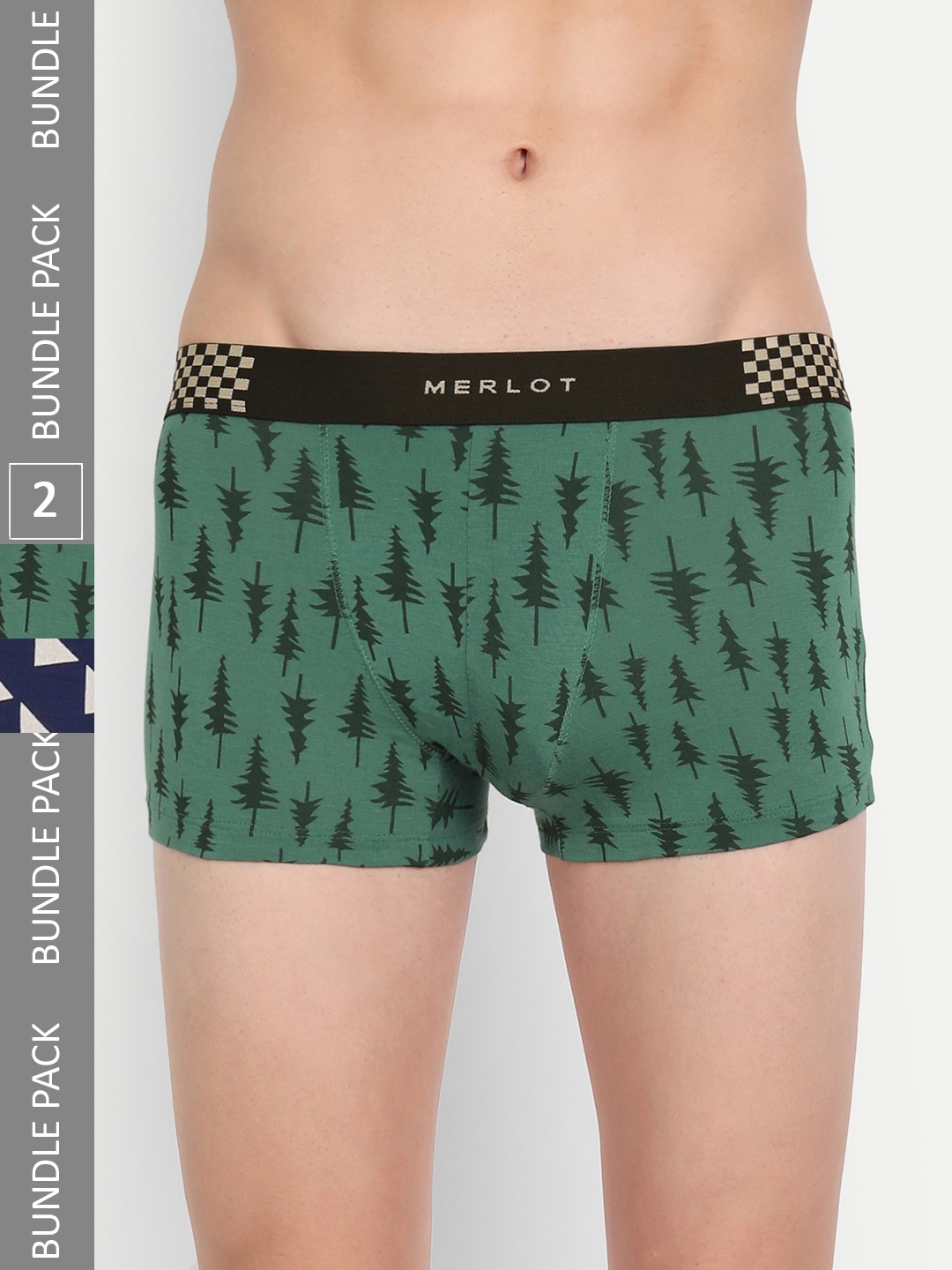 

MERLOT Men Pack Of 2 Patterned Trunk, Navy blue