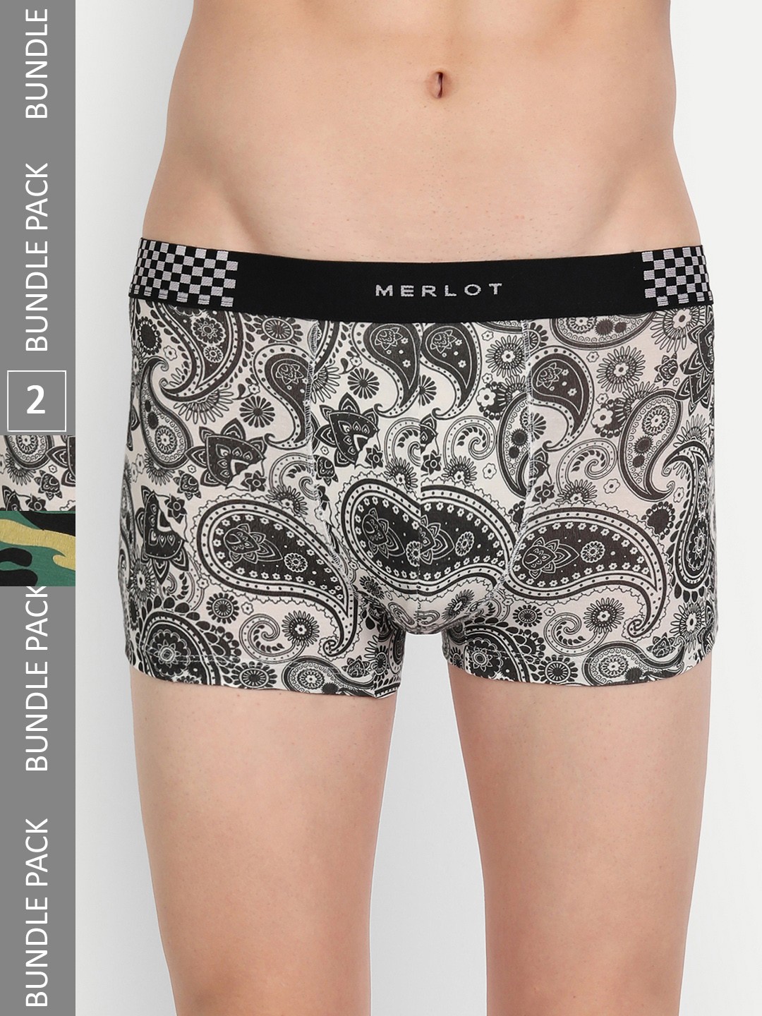 

MERLOT Men Pack Of 2 Patterned Trunks, White