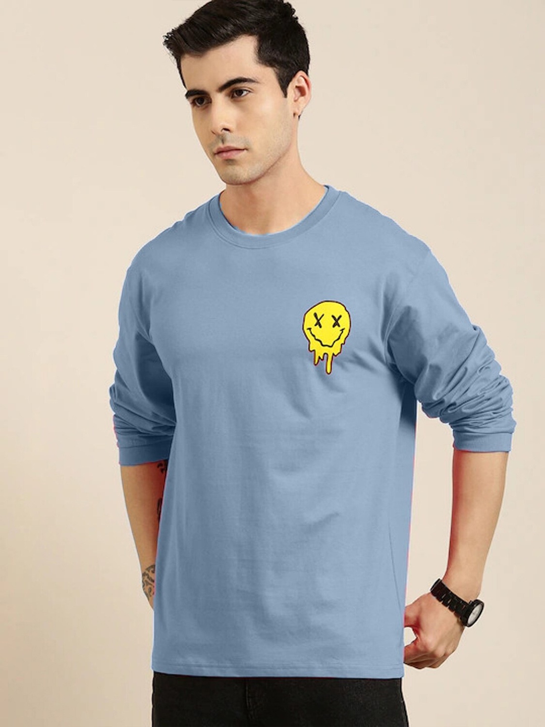 

Rodzen Men Pure Cotton T-shirt, Blue