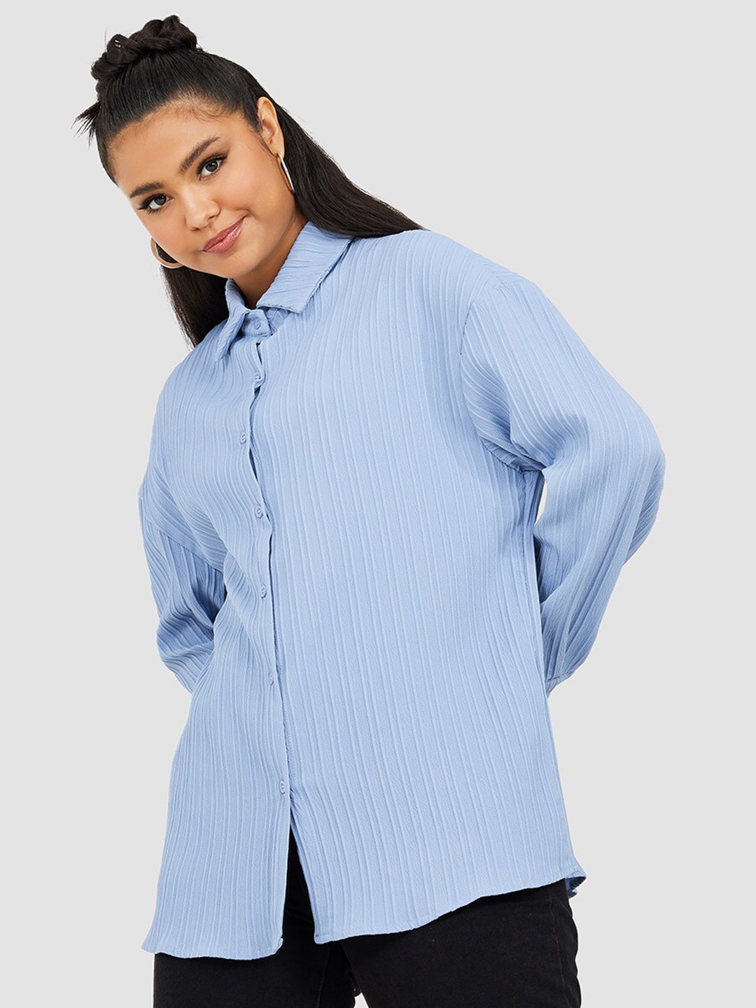 

Styli Women Striped Casual Shirt, Blue