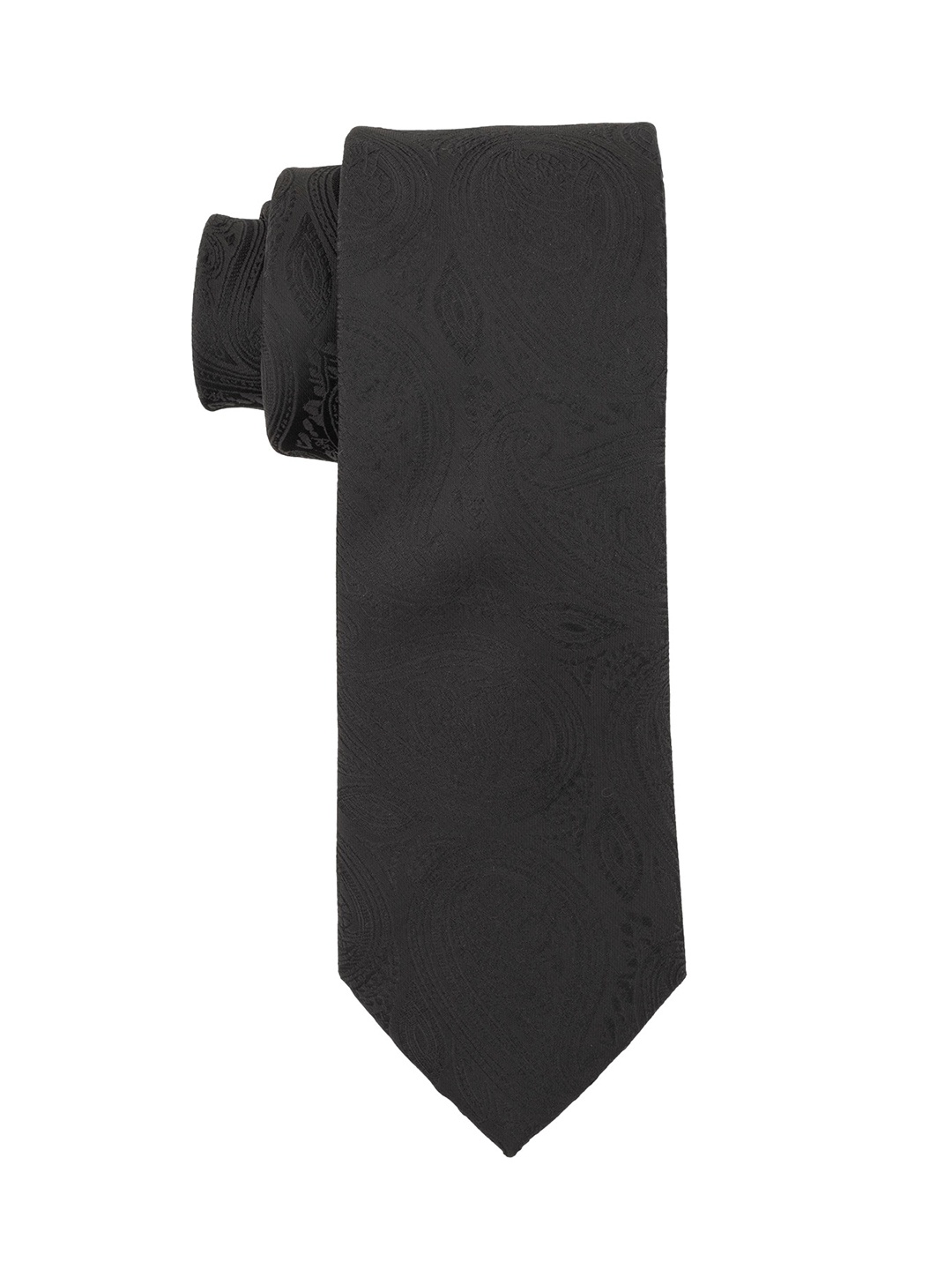 

The Tie Hub Men Woven Design Broad Tie, Black