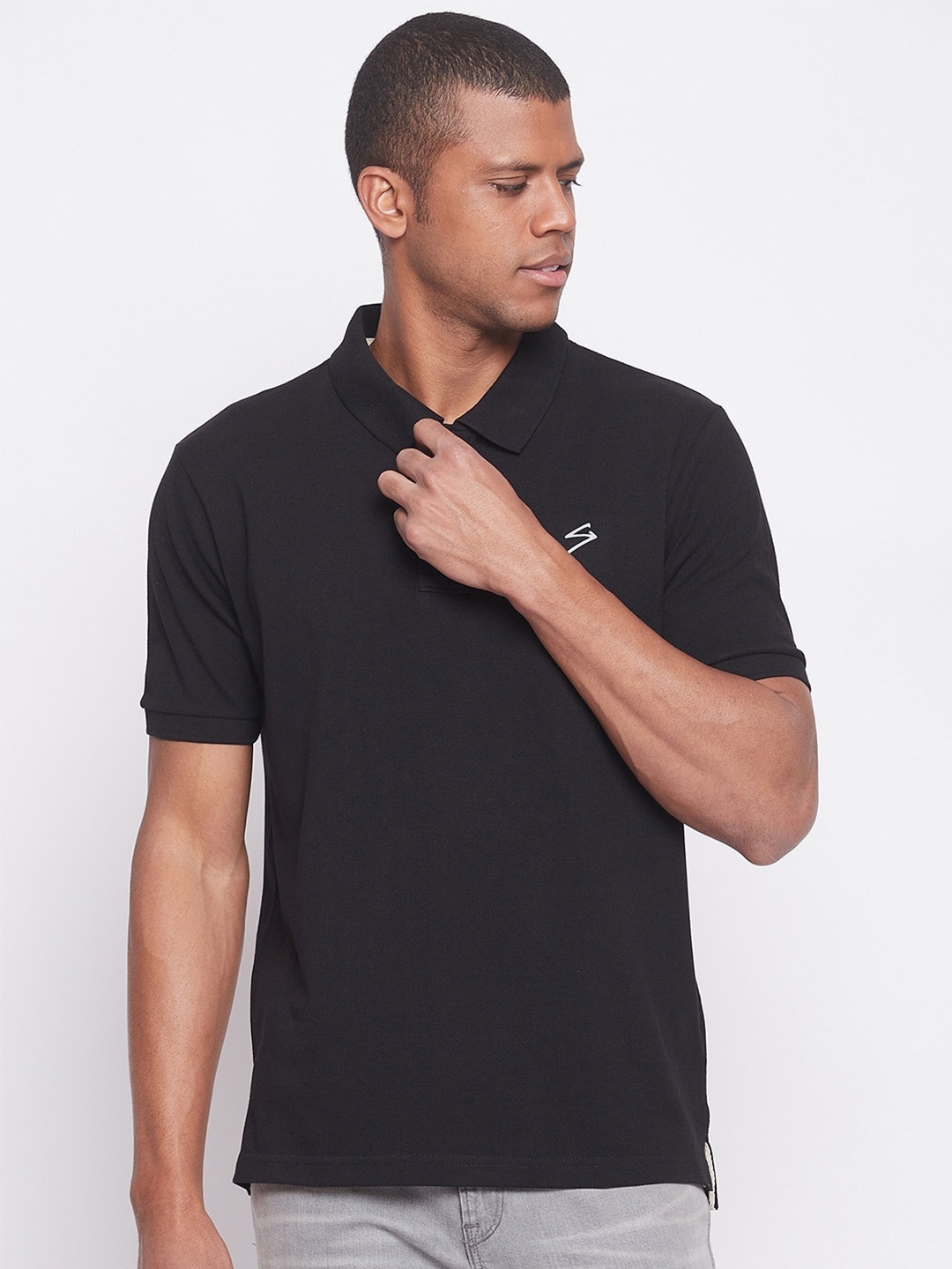 

UNPAR Men Polo Collar T-shirt, Black