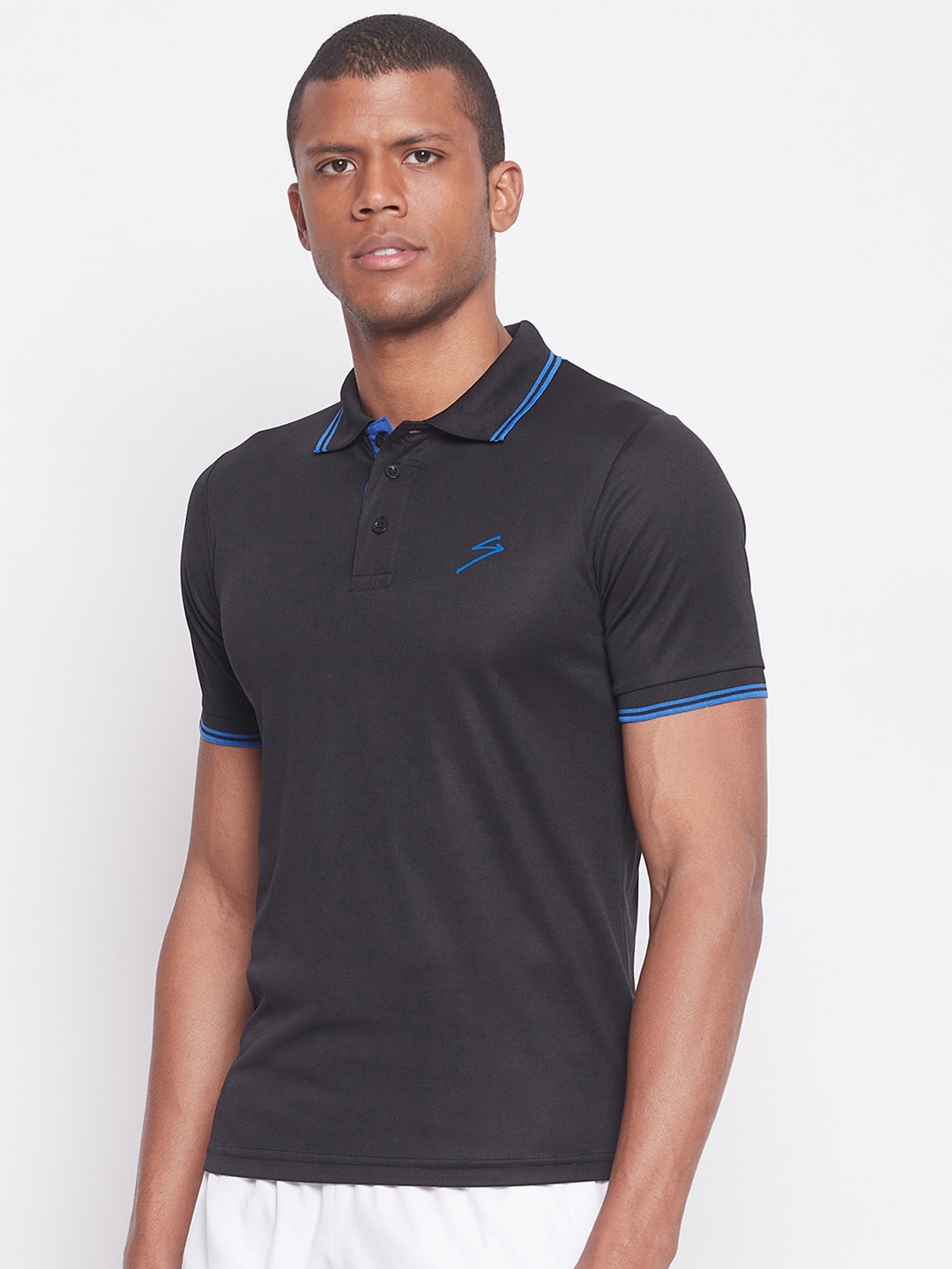 

UNPAR Men Black Polo Collar T-shirt