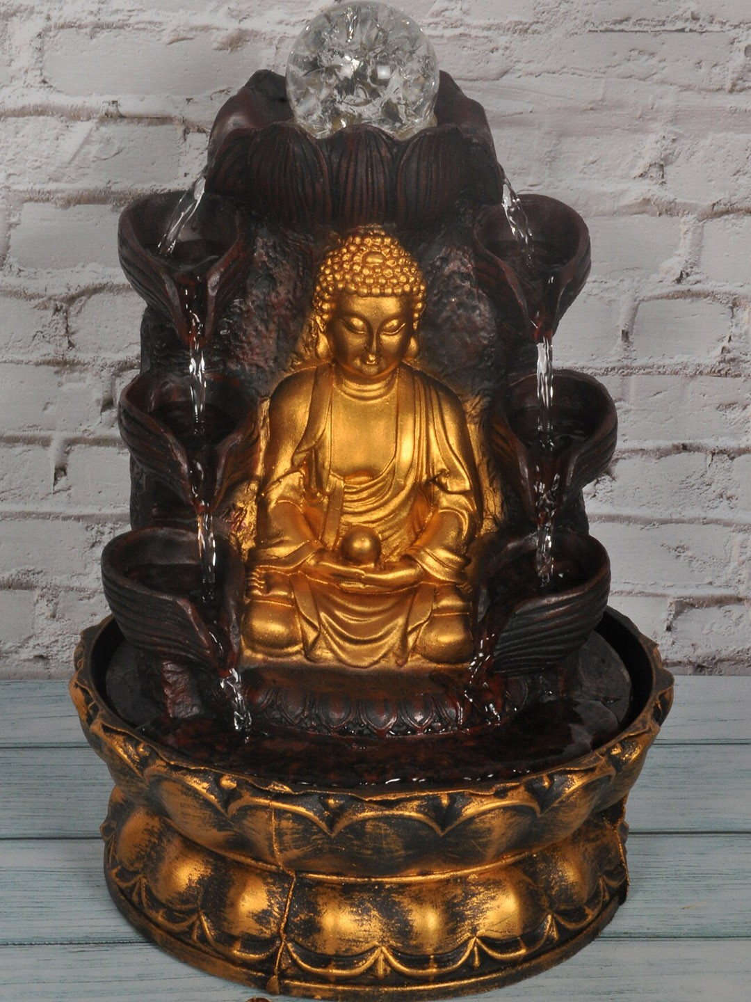 

SHREE KALA HOME DECOR Black Buddha MediItation Between 2 Sides Water Fall