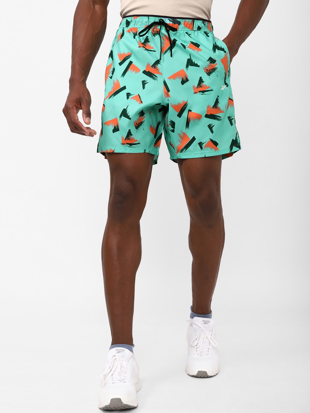

Reebok Men Printed Sports Shorts, Green