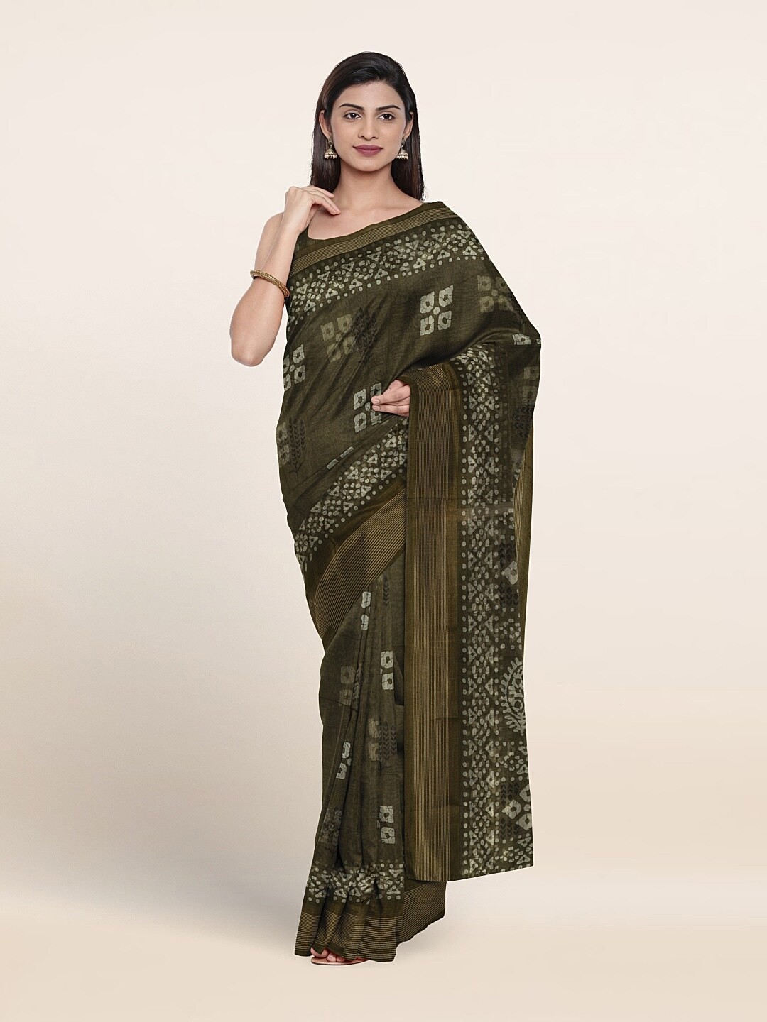 

Pothys Batik Printed Saree, Green
