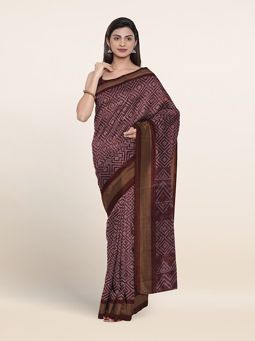 

Pothys Geometric Printed Saree, Purple