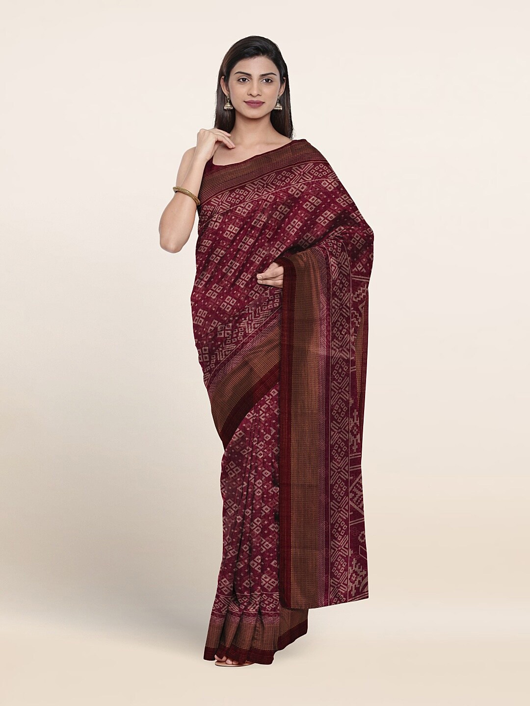 

Pothys Geometric Printed Saree, Purple