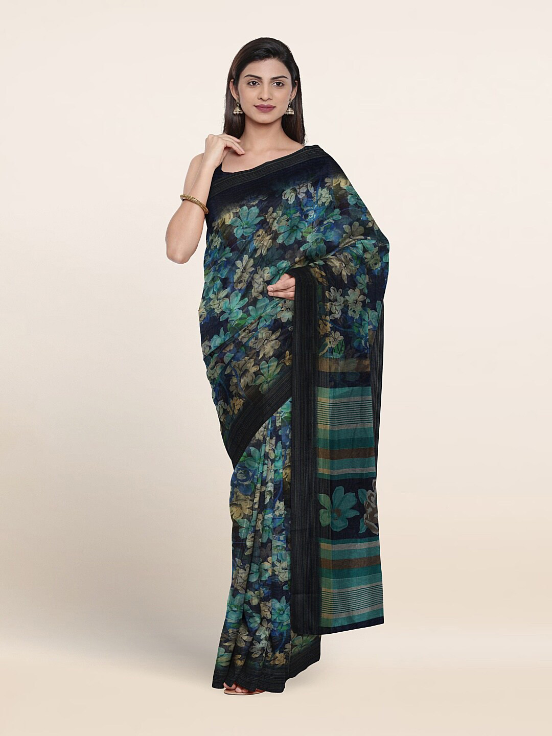 

Pothys Blue & Green Floral Saree