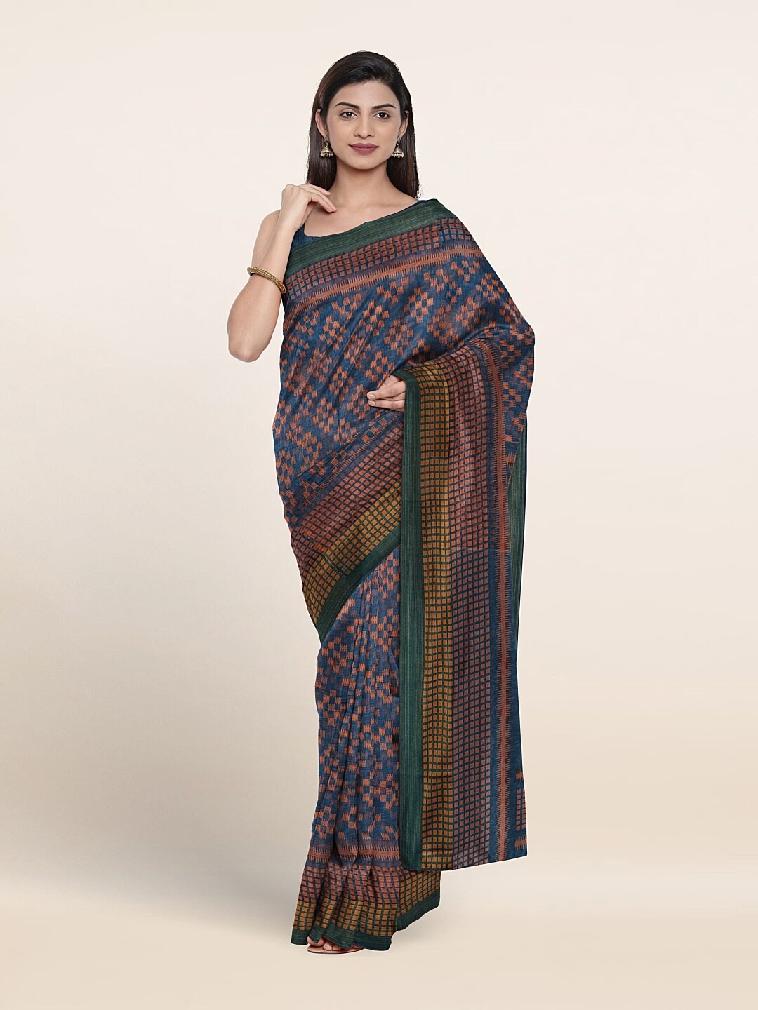 

Pothys Geometric Printed Saree, Blue