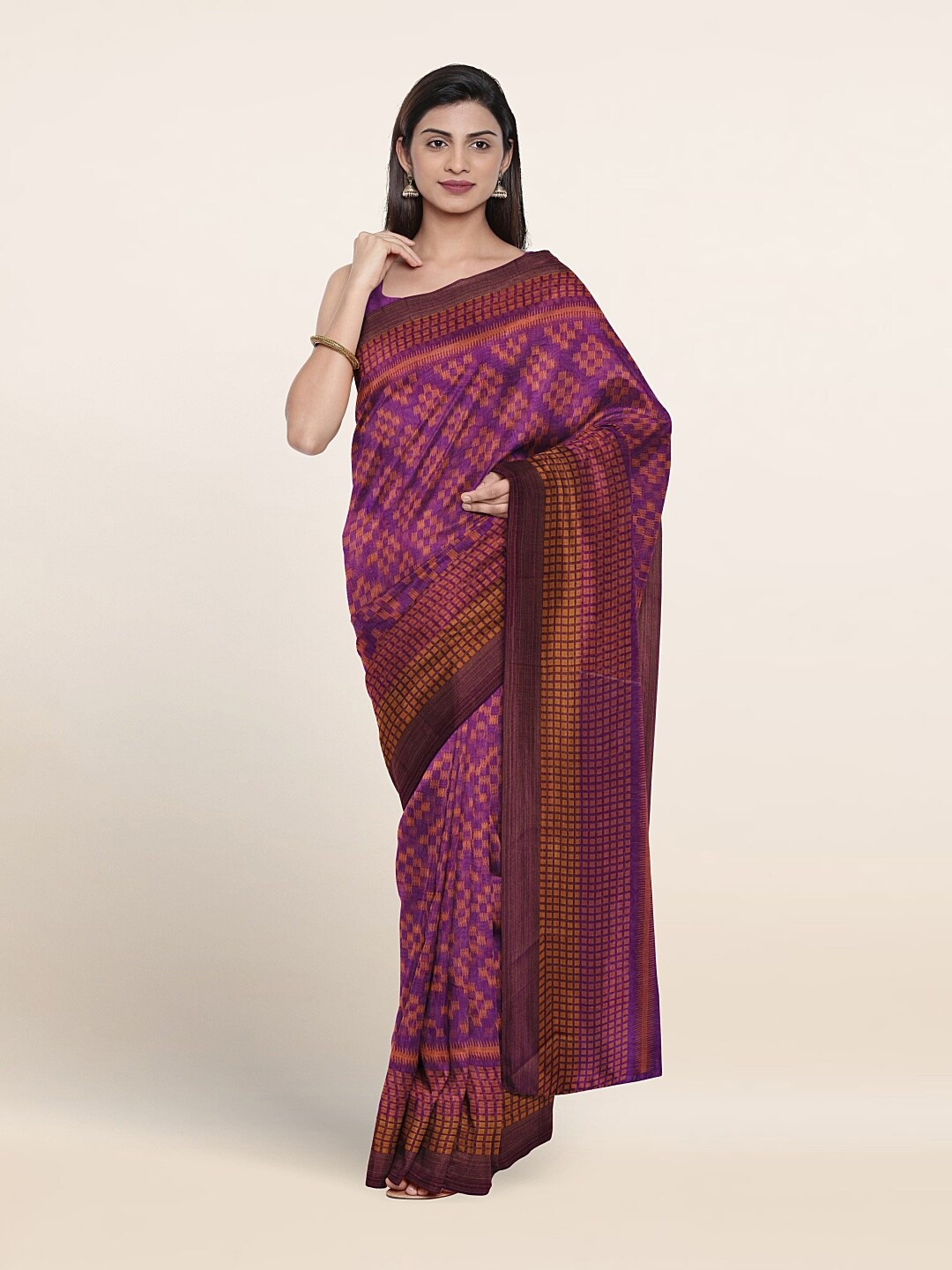 

Pothys Geometric Printed Saree, Violet