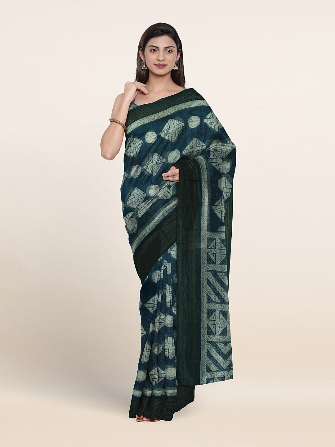 

Pothys Geometric Printed Saree, Blue