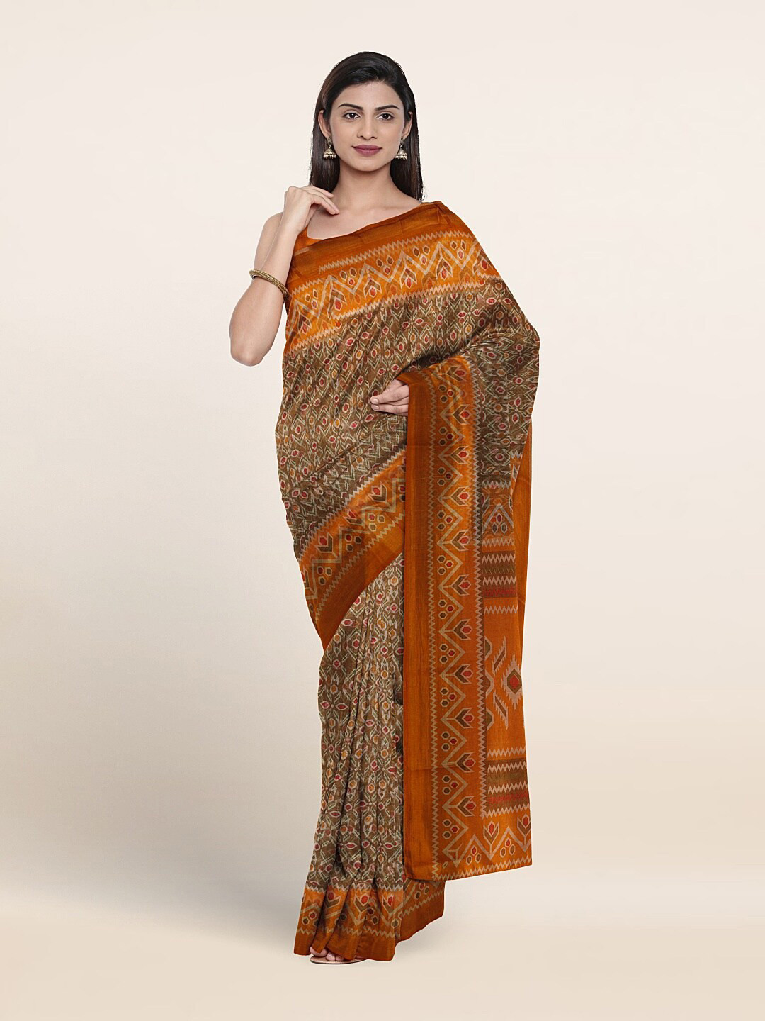 

Pothys Ethnic Motifs Saree, Brown