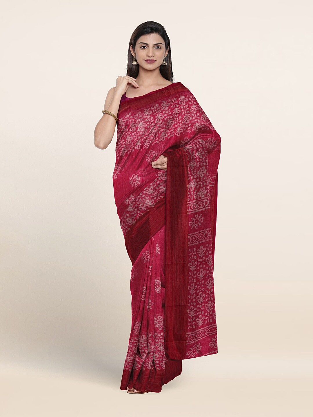 

Pothys Batik Printed Saree, Pink